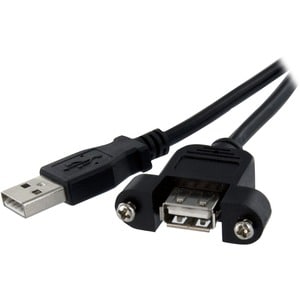 2 ft Panel Mount USB Cable A to A - F/M