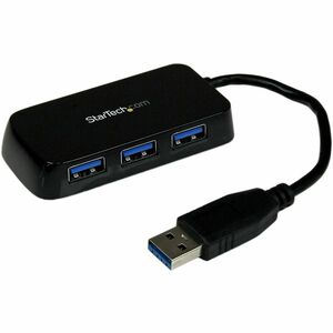 PORTABLE 4 PORT MINI USB 3.0 HUB - BLACK