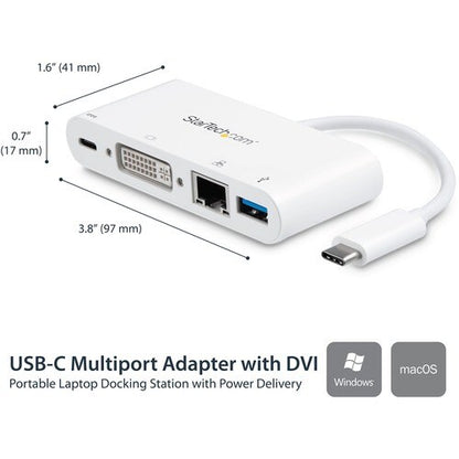 USB-C MULTIPORT ADAPTER - PD - DVI - GBE