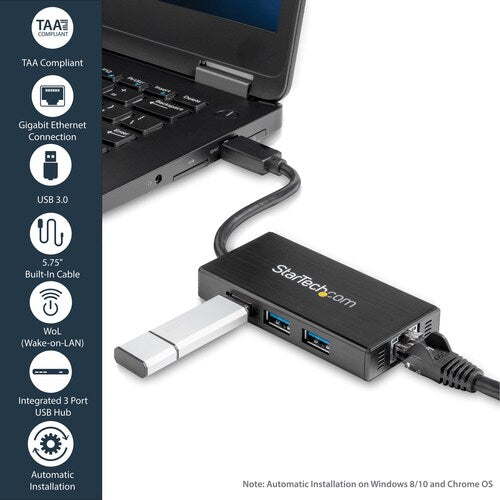 PORTABLE USB 3.0 HUB W/ GIGABIT ETHERNET