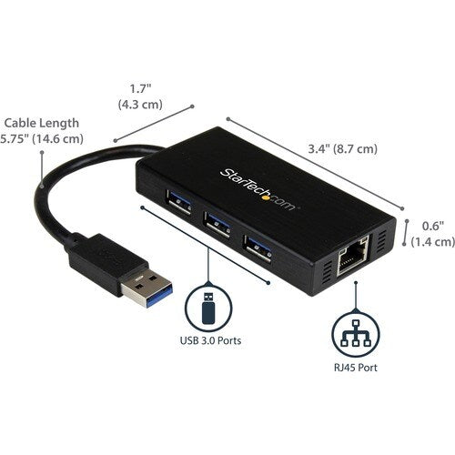 PORTABLE USB 3.0 HUB W/ GIGABIT ETHERNET