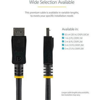 1M DISPLAYPORT CABLE WITH LATCHES M/M