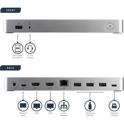 Windows Dual Monitor USB C Dock - 60W PD
