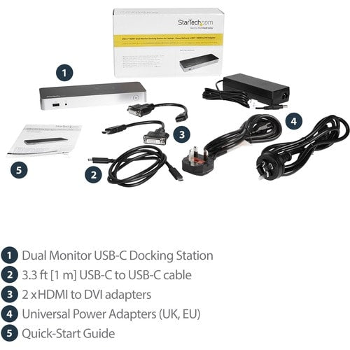 Windows Dual Monitor USB C Dock - 60W PD