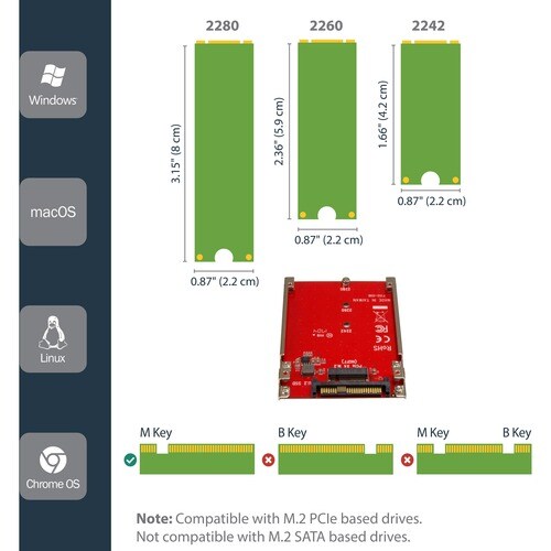 M.2 DRIVE TO U.2 (SFF-8639) HOST ADAPTER