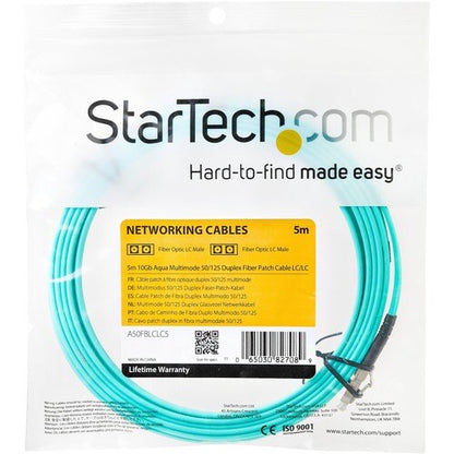 5M 10 GB AQUA MM FIBER PATCH CABLE LC/LC