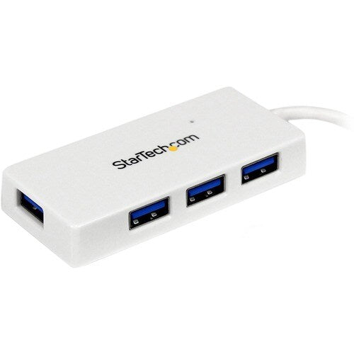 PORTABLE 4 PORT MINI USB 3.0 HUB - WHITE