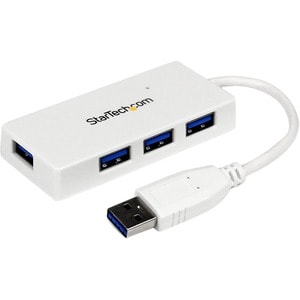 PORTABLE 4 PORT MINI USB 3.0 HUB - WHITE