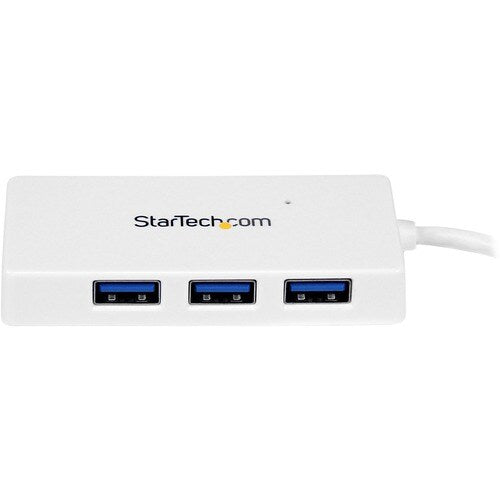 PORTABLE 4 PORT MINI USB 3.0 HUB - WHITE