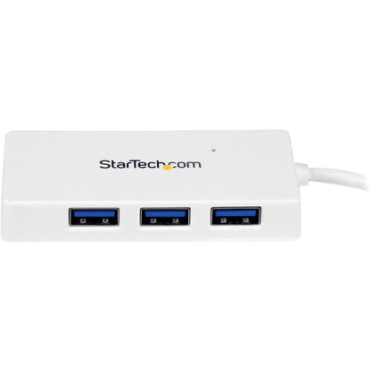 PORTABLE 4 PORT MINI USB 3.0 HUB - WHITE