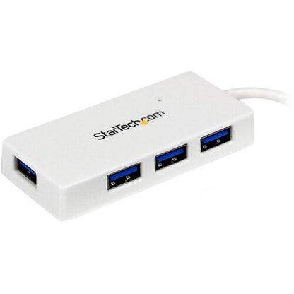 PORTABLE 4 PORT MINI USB 3.0 HUB - WHITE