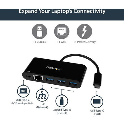 USB-C TO GBE ADAPTER W/ 3-PORT USB HUB