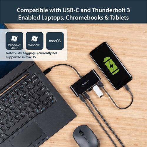 USB-C TO GBE ADAPTER W/ 3-PORT USB HUB