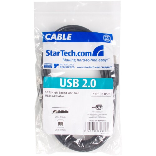 10 FT USB 2.0 CERTIFIED A TO B CABLE M/M