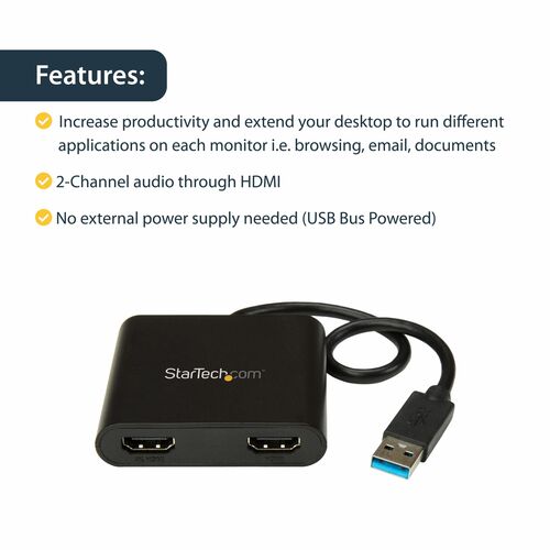 USB TO DUAL HDMI ADAPTER - 4K