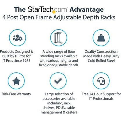 12U ADJUSTABLE DEPTH 4 POST SERVER RACK