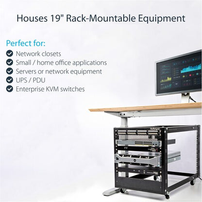 12U ADJUSTABLE DEPTH 4 POST SERVER RACK