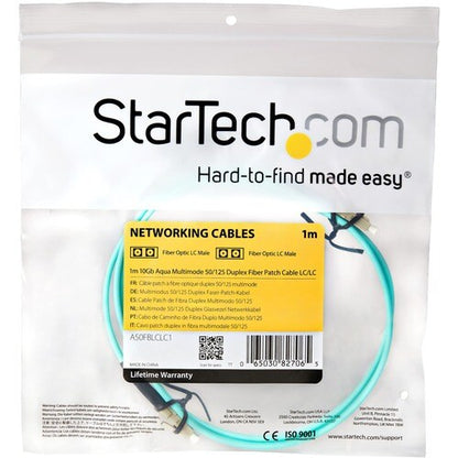 1M 10 GB AQUA MM FIBER PATCH CABLE LC/LC