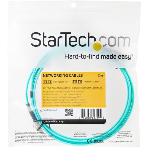 2M 10 GB AQUA MM FIBER PATCH CABLE LC/LC