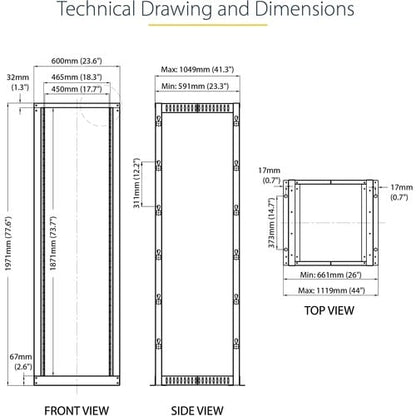 OPEN FRAME 4 POST SERVER RACK CABINET