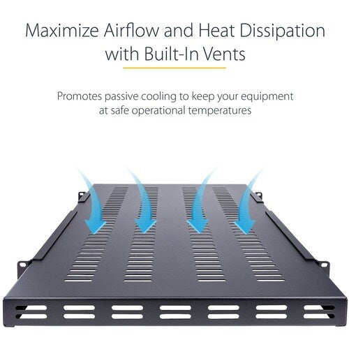 1U Adjustable Vented Rack Mount Shelf