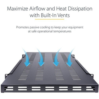 1U Adjustable Vented Rack Mount Shelf