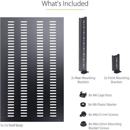 1U Adjustable Vented Rack Mount Shelf