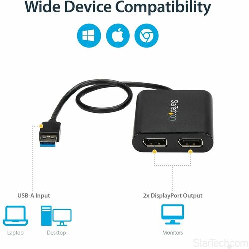 Adapter USB to Dual DisplayPort 4K 60Hz