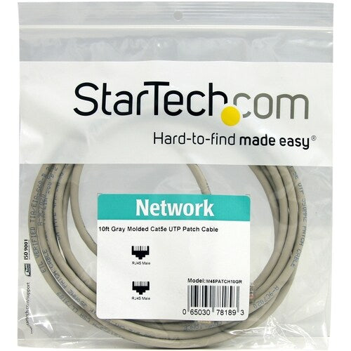 10ft Gray Molded Cat5e UTP Patch Cable