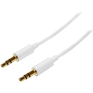 2m White Slim 3.5mm Stereo Audio Cable