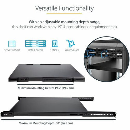 1U Adjustable Depth Rack Mount Shelf