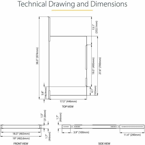 1U Adjustable Depth Rack Mount Shelf