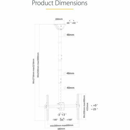 Ceiling TV Mount - Long Pole - Steel