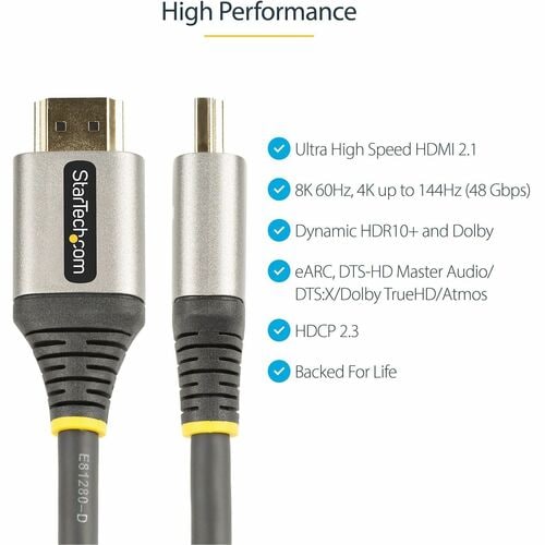 6ft 2m Certified HDMI 2.1 Cable - 8K/4K