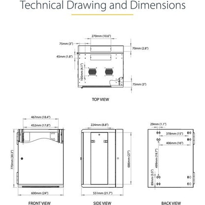 15U Wall Mount Rack Cabinet with Hinge