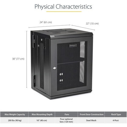 15U Wall Mount Rack Cabinet with Hinge