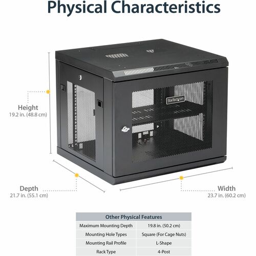 9U Wall-Mount Rack Cabinet - 20.8in Deep