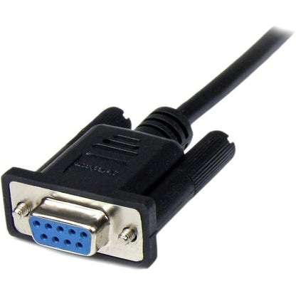 2m Black DB9 RS232 Null Modem Cable F/M