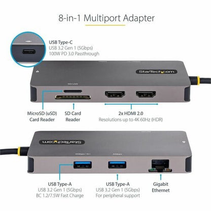 USB C MULTIPORT ADAPTER DUAL 4K HDMI PD