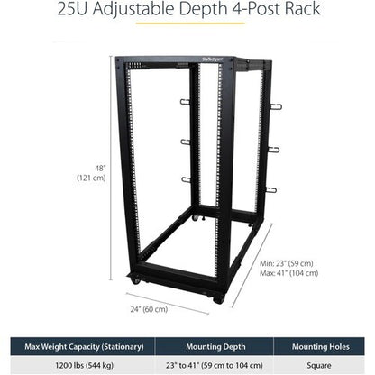 25U Adjustable Depth 4 Post Server Rack