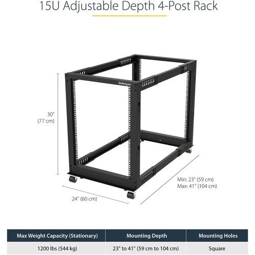 Rack - 15U Open Frame - 22-40 in. Depth