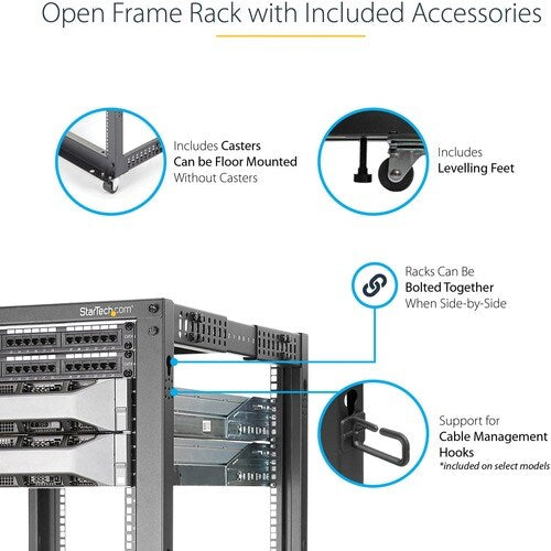 Rack - 18U Open Frame - 22-40 in. Depth