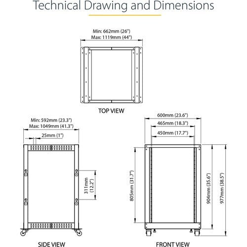 Rack - 18U Open Frame - 22-40 in. Depth