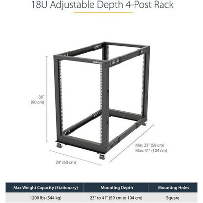 Rack - 18U Open Frame - 22-40 in. Depth