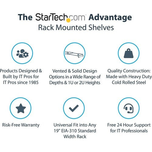 1U 7in Depth Fixed Rack Mount Shelf