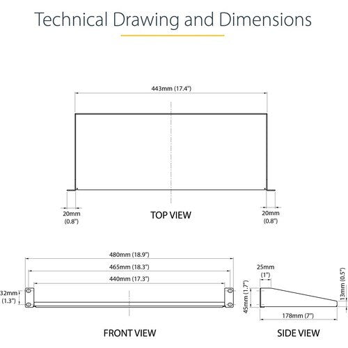 1U 7in Depth Fixed Rack Mount Shelf