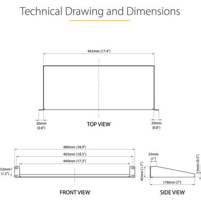 1U 7in Depth Fixed Rack Mount Shelf