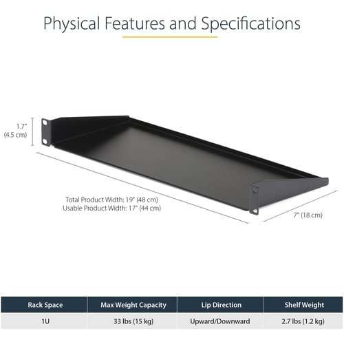 1U 7in Depth Fixed Rack Mount Shelf