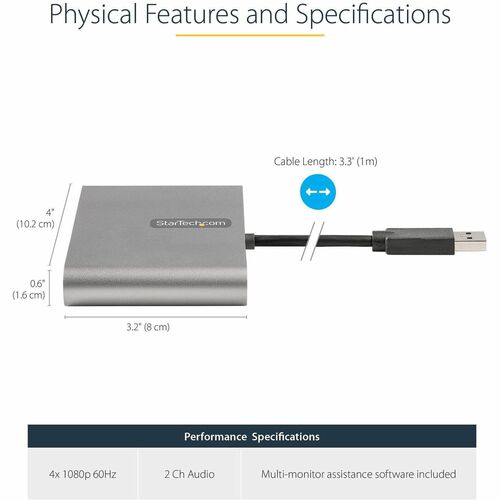 USB 3.0 to 4 HDMI Adapter - Quad Monitor