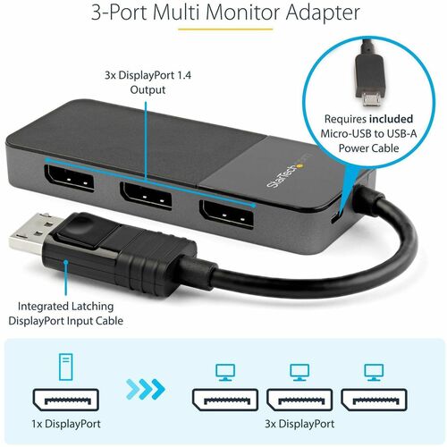 MST Hub - DP 1.4 to 3x DP - 3 x 4K